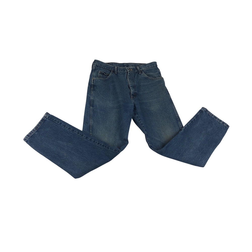 Rustler Mens Regular Fit Straight Leg Blue Denim Jeans Size 36x32 Western Wear